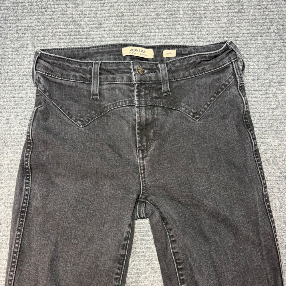 Ariat REAL Denim High Rise Slim Trouser Jeans Washed Black Western Yoke 29R - Picture 2 of 12